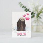 Valentijnsdag Schattige Otter met harten Briefkaart (Staand voorkant)
