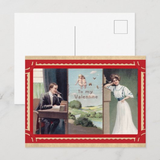  Valentijnsdag Schattige Paar Telefoon Briefkaart (Voorkant / Achterkant)