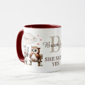 Valentijnsdag Schattige Paar Uilen Liefde Voorstel Mok (Voorkant links)