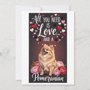 Valentijnsdag Schattige pomeranian Foto Knuffel  Feestdagenkaart