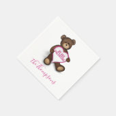 Valentijnsdag Schattige Roze Hart Teddybeer Servet (Hoek)