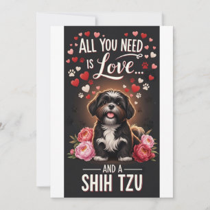 Valentijnsdag Schattige shih tzu  Foto Knuffel  Feestdagenkaart