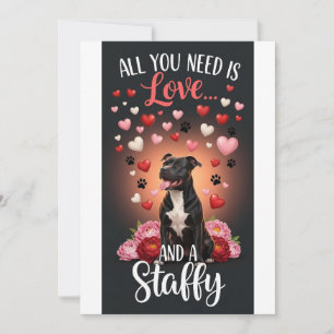 Valentijnsdag Schattige staffy Foto knuffel Feestdagenkaart