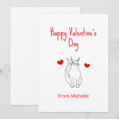 Valentijnsdag Schattige Winking Cat Hearts Notitiekaartje (Voorkant / Achterkant)