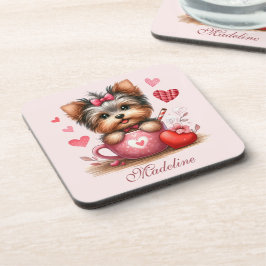 Valentijnsdag Schattige Yorkshire Terrier Dog Bier Onderzetter