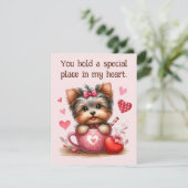 Valentijnsdag Schattige Yorkshire Terrier Dog Feestdagenkaart (Staand voorkant)
