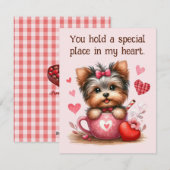 Valentijnsdag Schattige Yorkshire Terrier Dog Feestdagenkaart (Voorkant / Achterkant)