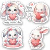 Valentijnsdag Schattigee Baby Konijnen Sticker (Voorkant)