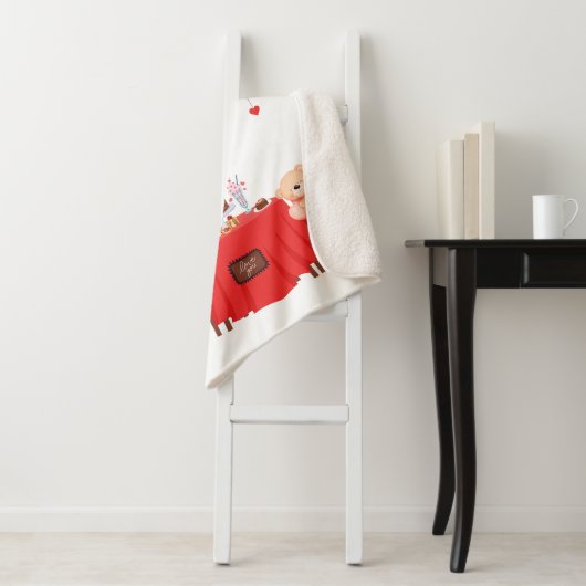 Valentijnsdag Schattigee Chocolade Harten Teddy Be Sherpa Deken (In situ)