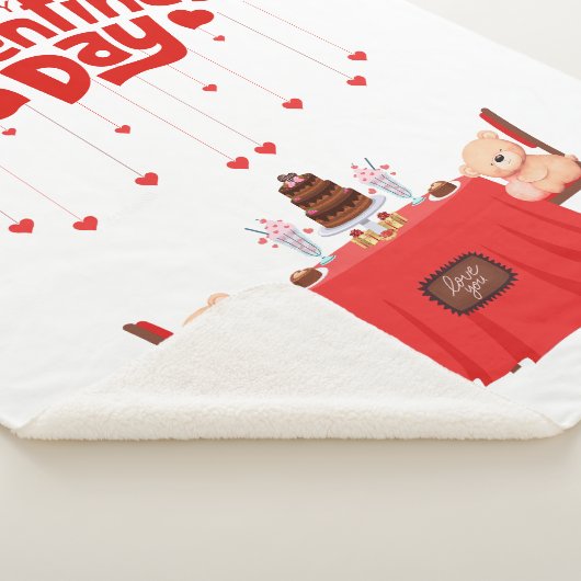 Valentijnsdag Schattigee Chocolade Harten Teddy Be Sherpa Deken (3/4)