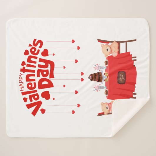 Valentijnsdag Schattigee Chocolade Harten Teddy Be Sherpa Deken (Voorkant (horizontaal))