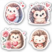 Valentijnsdag Schattigee egels Sticker (Voorkant)