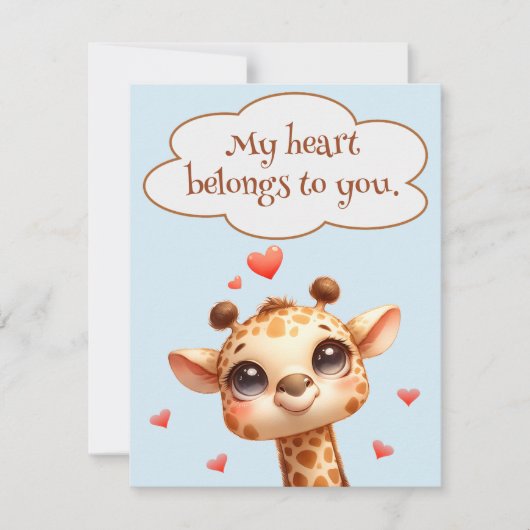 Valentijnsdag Schattigee Giraffe Liefde Bericht Feestdagenkaart (Voorkant)