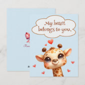 Valentijnsdag Schattigee Giraffe Liefde Bericht Feestdagenkaart (Voorkant / Achterkant)