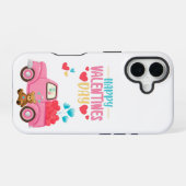 Valentijnsdag Schattigee Harten Roze Truck Teddy B iPhone 16 Hoesje (Achterkant horizontaal)