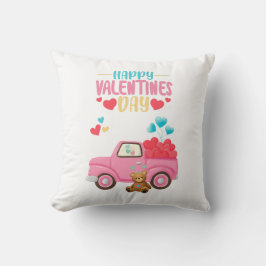 Valentijnsdag Schattigee Harten Roze Truck Teddy B Kussen