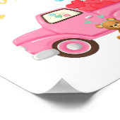 Valentijnsdag Schattigee Harten Roze Truck Teddy B Poster (Hoek)