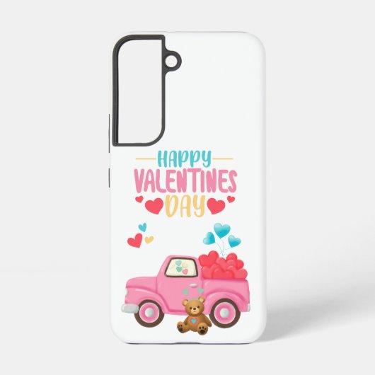 Valentijnsdag Schattigee Harten Roze Truck Teddy B Samsung Galaxy Hoesje (Achterkant)