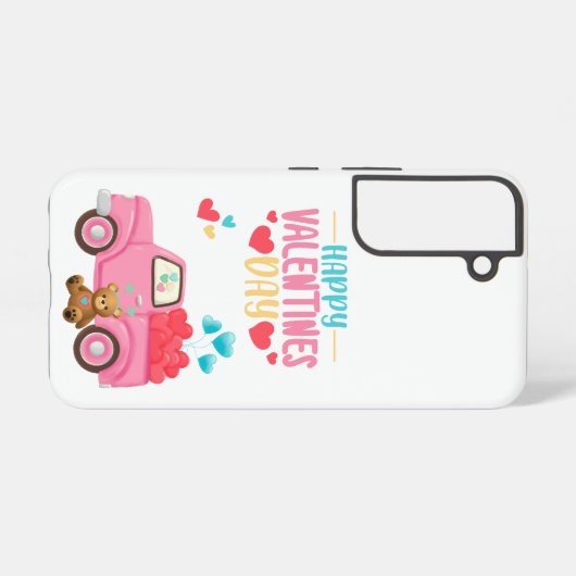 Valentijnsdag Schattigee Harten Roze Truck Teddy B Samsung Galaxy Hoesje (Achterkant horizontaal)