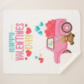 Valentijnsdag Schattigee Harten Roze Truck Teddy B Sherpa Deken (Voorkant (horizontaal))