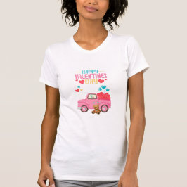 Valentijnsdag Schattigee Harten Roze Truck Teddy B T-shirt