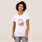 Valentijnsdag Schattigee Harten Roze Truck Teddy B T-shirt (Voorkant volledig)