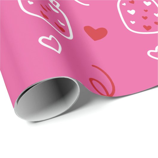 Valentijnsdag Schattigee Hartkruiken en Pijlen Cadeaupapier (Rol Hoek)