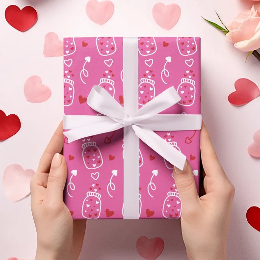 Valentijnsdag Schattigee Hartkruiken en Pijlen Cadeaupapier