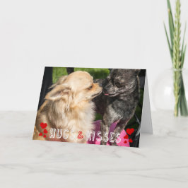 Valentijnsdag Schattigee Hond Foto Knuffels en Kus Feestdagen Kaart