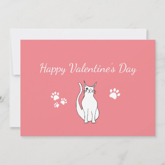 Valentijnsdag Schattigee kat tekening roze rood Feestdagenkaart (Voorkant)