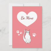 Valentijnsdag Schattigee kattenhand getekend roze  Feestdagenkaart (Voorkant)