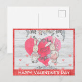 Valentijnsdag Schattigee rustieke konijn konijn Briefkaart (Voorkant / Achterkant)