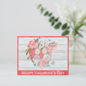 Valentijnsdag Schattigee rustieke konijn konijn Briefkaart (Staand voorkant)