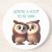 Valentijnsdag Schattigee Uil Love Sandstone Onderz Zandsteen Onderzetter (Voorkant)