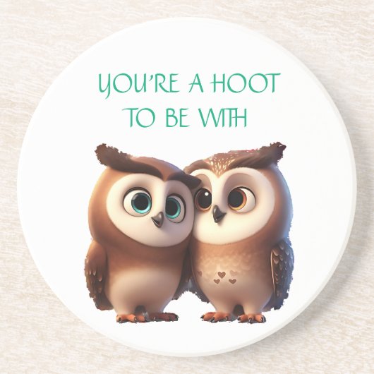 Valentijnsdag Schattigee Uil Love Sandstone Onderz Zandsteen Onderzetter (Voorkant)