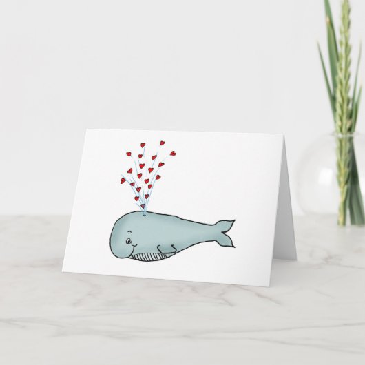 Valentijnsdag - Schattigee walvis met hart Feestdagen Kaart (Voorkant)