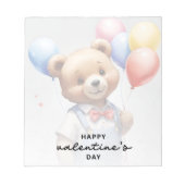 Valentijnsdag Schattigee Waterverf Beer met ballon Notitieblok (Voorkant)