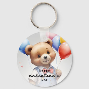Valentijnsdag Schattigee Waterverf Beer met ballon Sleutelhanger