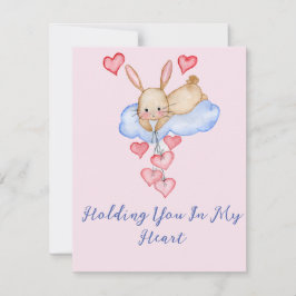 Valentijnsdag Schattigee waterverf haas met ballon Notitiekaartje