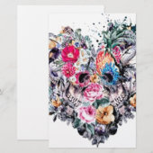 Valentijnsdag schedel met hart briefpapier (Voorkant / Achterkant)