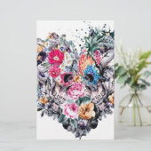 Valentijnsdag schedel met hart briefpapier (Staand voorkant)