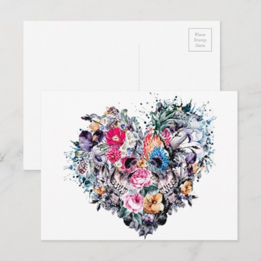 Valentijnsdag schedel met hartjes feestdagenkaart (Voorkant / Achterkant)