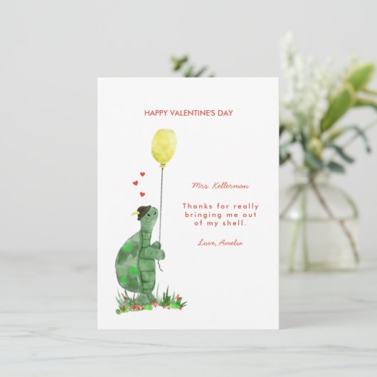 Valentijnsdag Schildpad Leraar Valentijnskaart Feestdagenkaart (Staand voorkant)