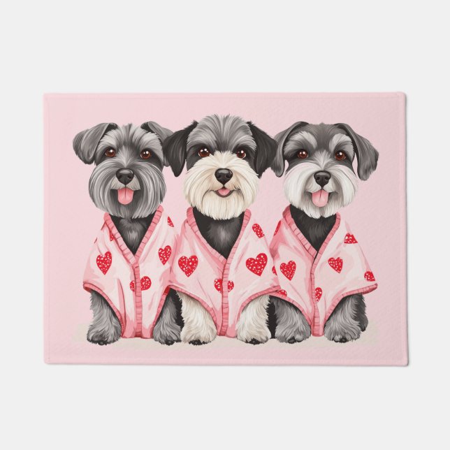 Valentijnsdag Schnauzer Dogs Deurmat (Voorkant)