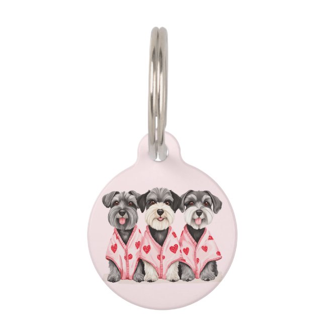 Valentijnsdag Schnauzer Dogs Huisdierpenning (Voorkant)