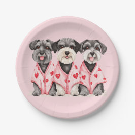 Valentijnsdag Schnauzer Dogs Papieren Bordje
