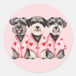 Valentijnsdag Schnauzer Dogs Ronde Sticker