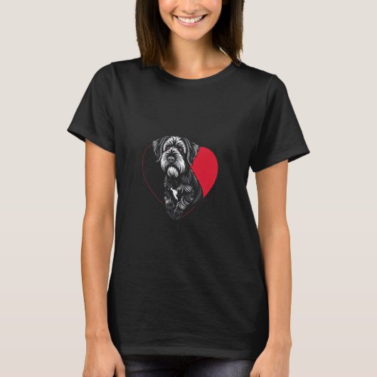 Valentijnsdag Schnauzer Hond Hart T-shirt (Voorkant)