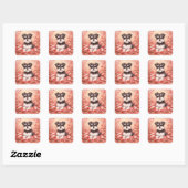 Valentijnsdag Schnauzer met Harten Vierkante Sticker (Vel)