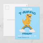 Valentijnsdag School T-Rex Dinosaurus Regenboog Feestdagenkaart (Voorkant / Achterkant)